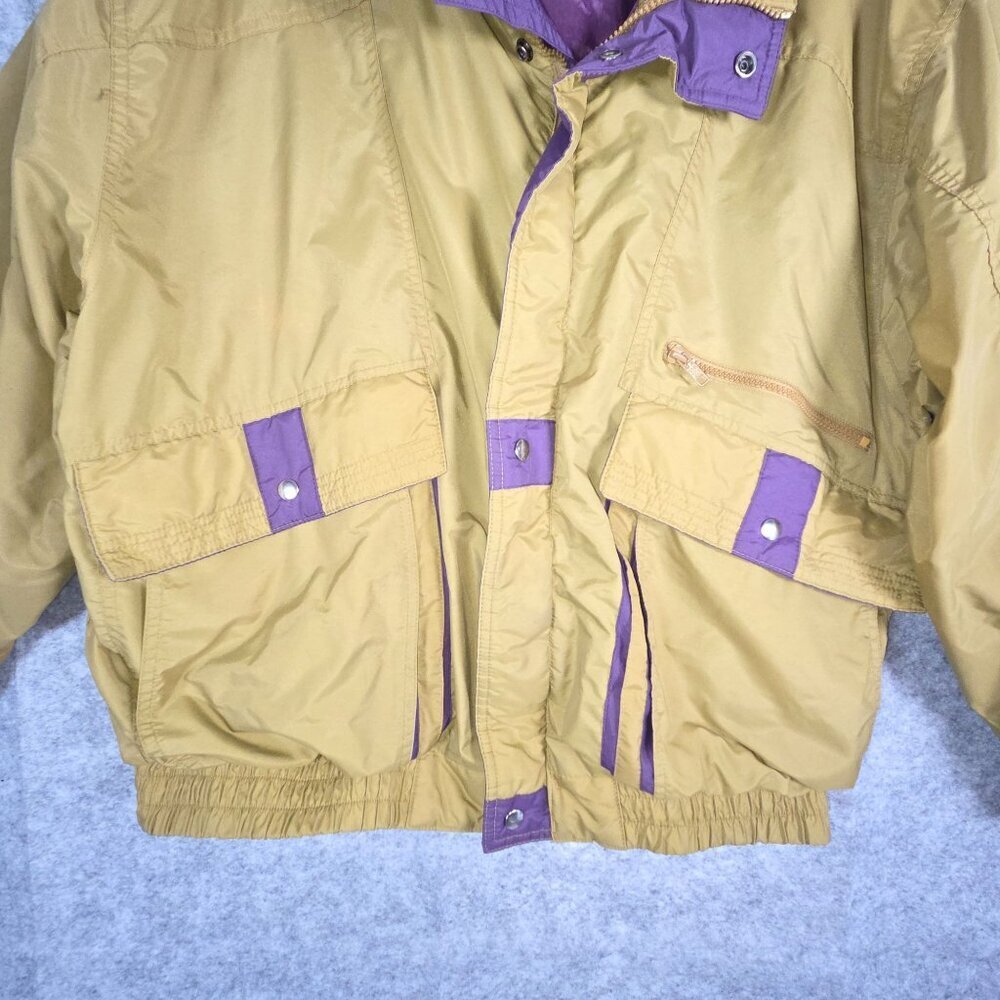 Vintage Oakton Men's Weather Breaker Zip Up Jacket Yellow Purple Size 2XL - Picture 2 of 10
